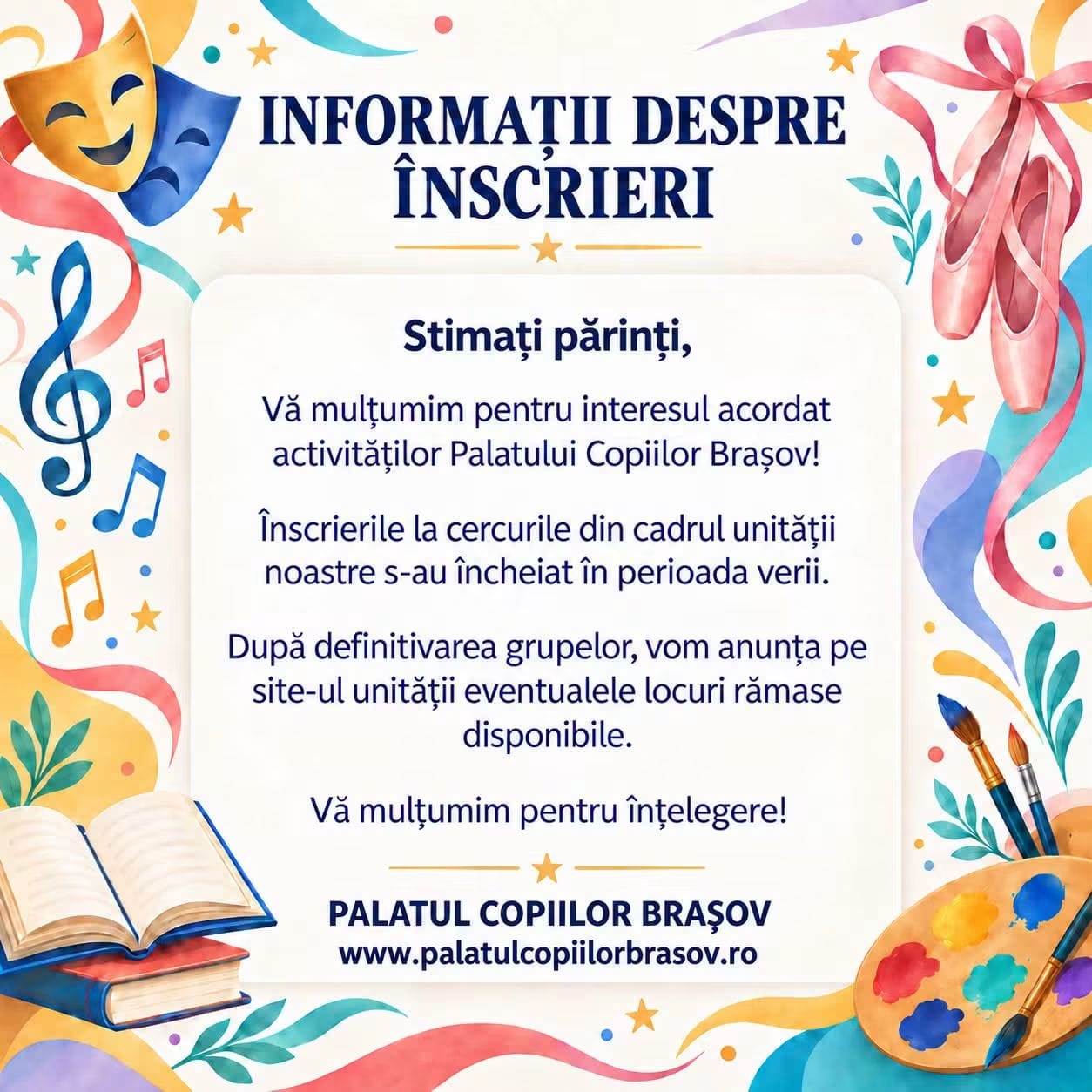 Informatii despre inscreri